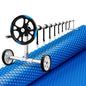 Aqua Buddy Pool Cover 600 Micron Solar Heat 9.5x5m Blanket W/ 5.55m Roller Blue