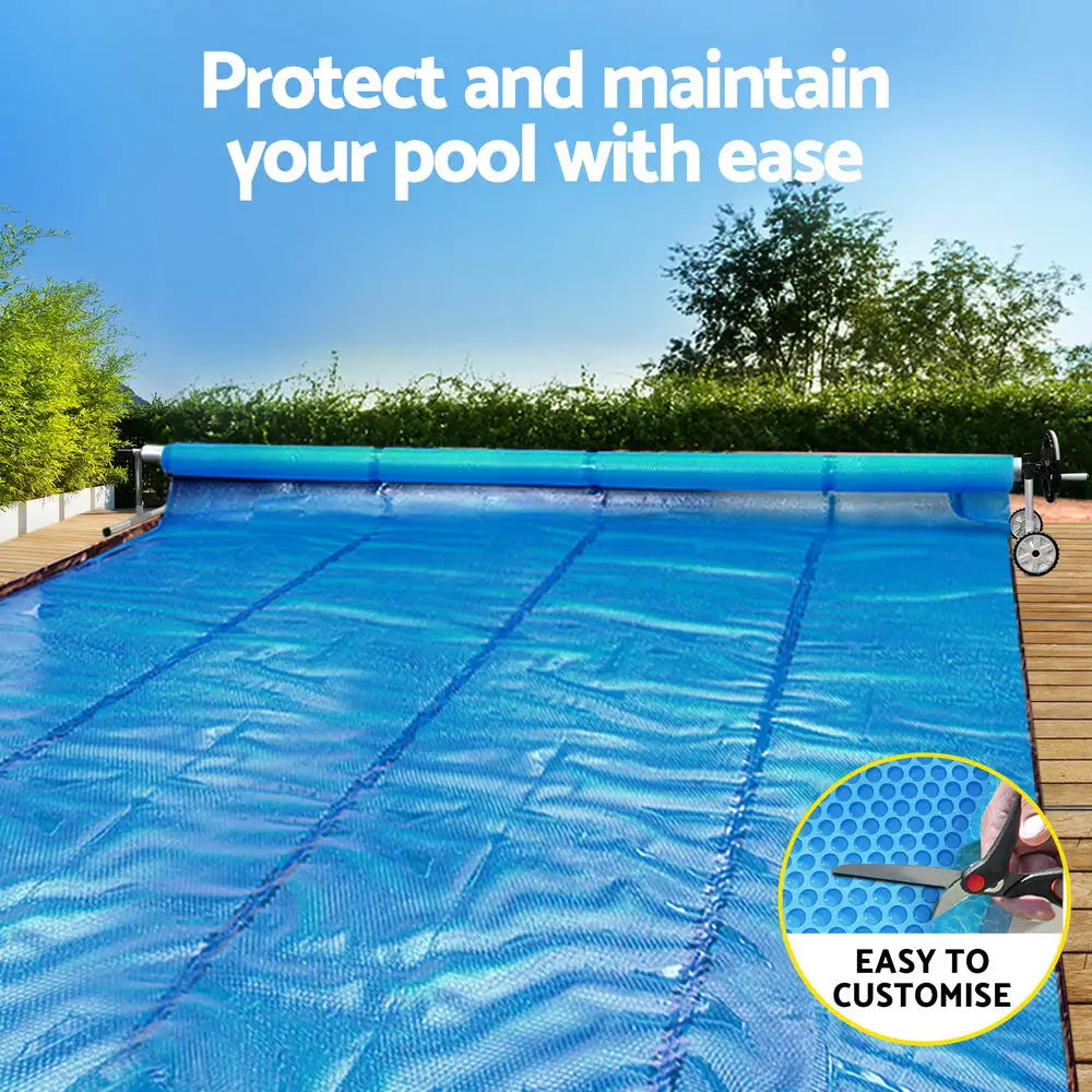 Aqua Buddy Pool Cover 600 Micron Solar Heat Blanket Ldpe 8x4.2m W/ 5.55m Roller