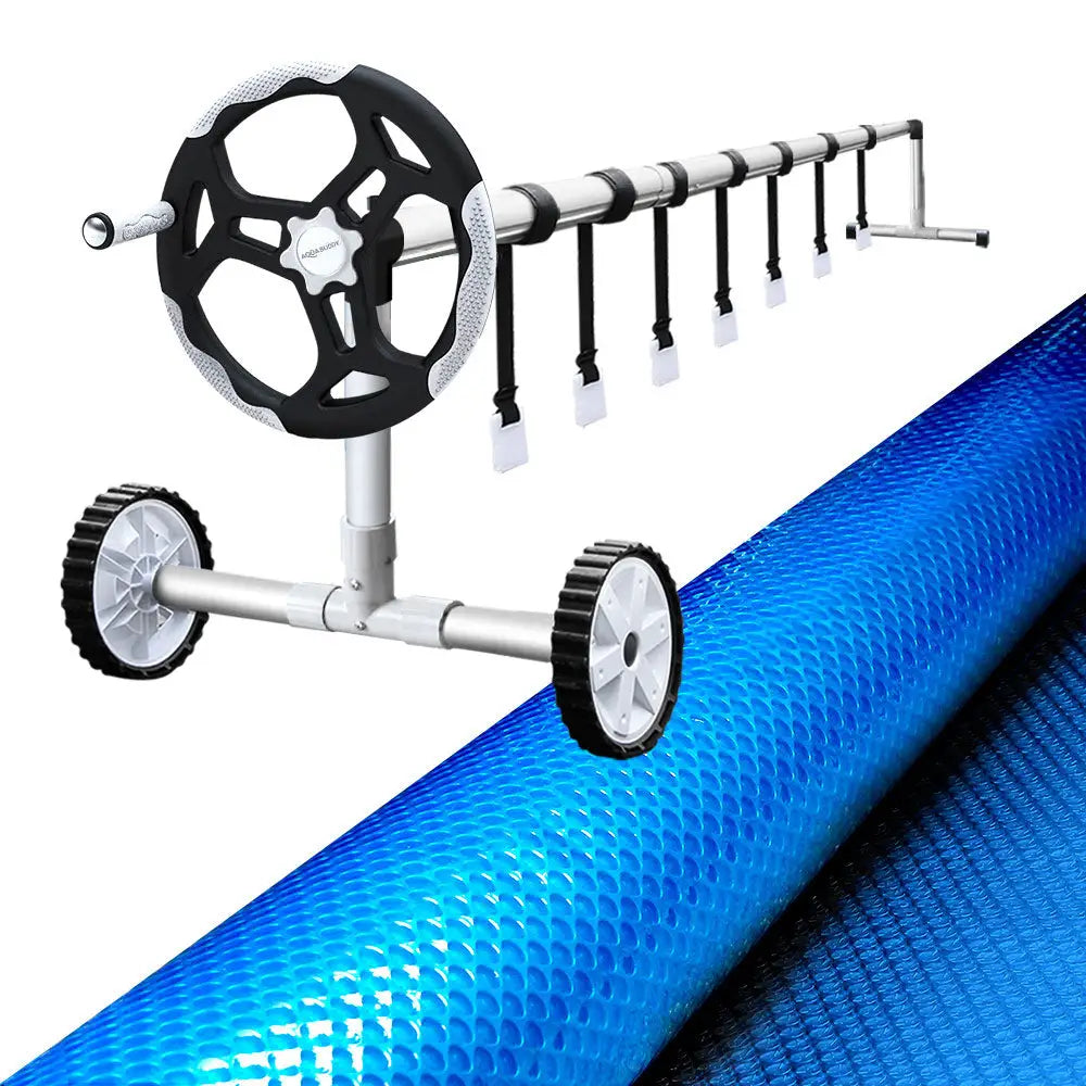 Aquabuddy Pool Cover 500 Micron 11x4.8m Blue Swimming Solar Blanket 5.5m Roller