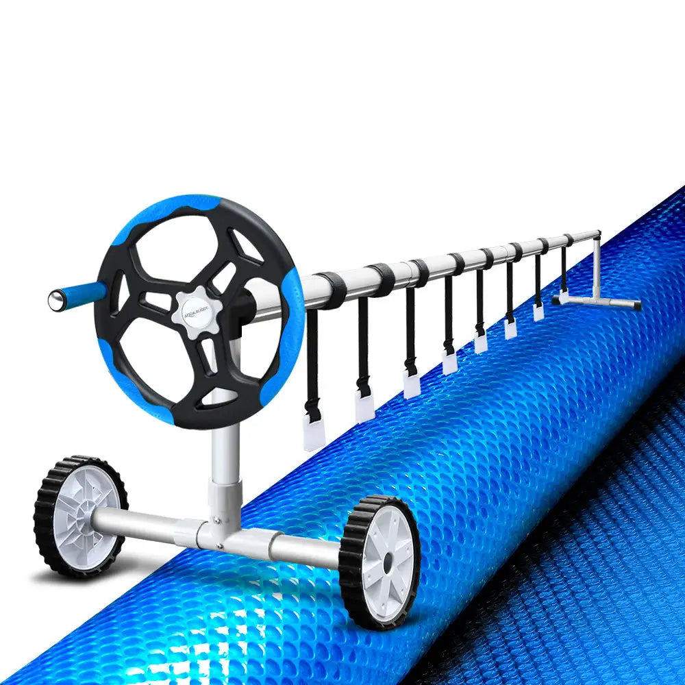 Aquabuddy Pool Cover 500 Micron 11x4.8m Swimming Solar Blanket 5.5m Roller Blue