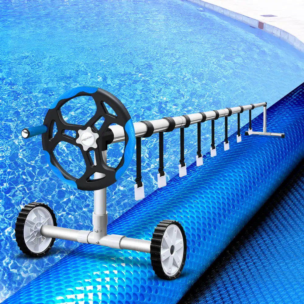 Aquabuddy Pool Cover 500 Micron 11x4.8m Swimming Solar Blanket 5.5m Roller Blue