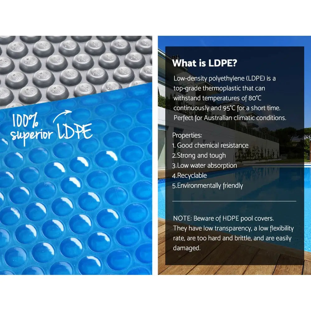 Aquabuddy Pool Cover 500 Micron 8.5x4.2m Silver Swimming Solar Blanket 5.5m Blue Roller