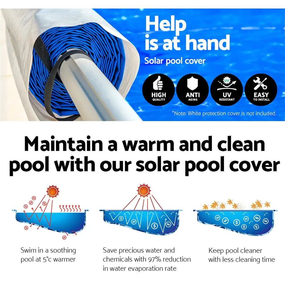 Aquabuddy Pool Cover 500 Micron 8.5x4.2m Silver Swimming Solar Blanket 5.5m Roller