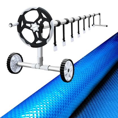 Aquabuddy Pool Cover 500 Micron 9.5x5m Blue Swimming Solar Blanket 5.5m Roller