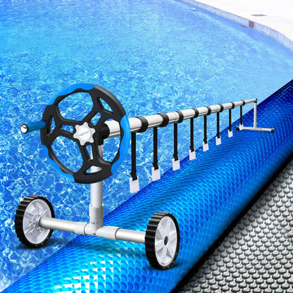 Aquabuddy Pool Cover 9.5x5m 400 Micron Silver Swimming Solar Blanket 5.5m Roller