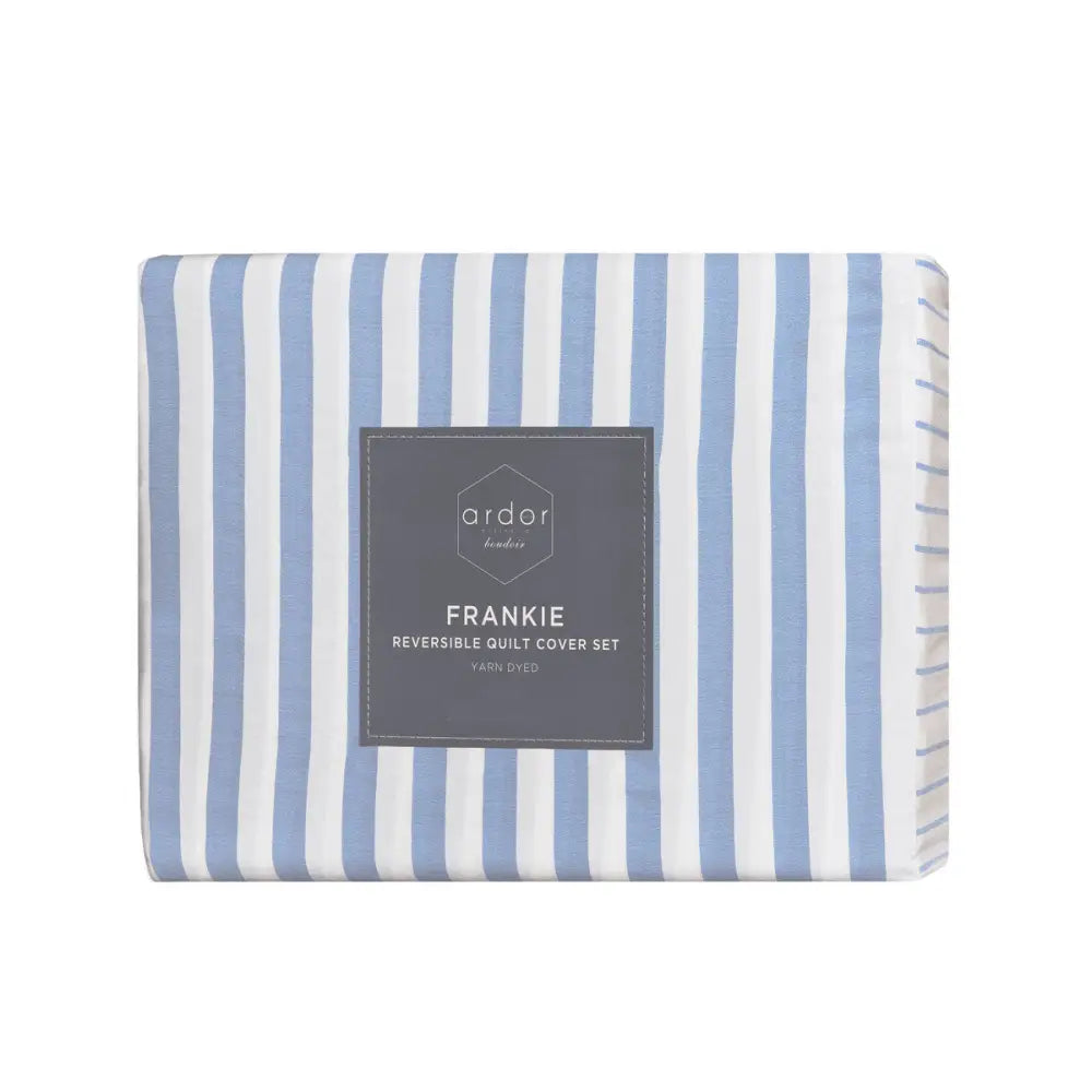 Ardor Frankie Blue Stripe Yarn Dyed Reversible Quilt Cover Set King