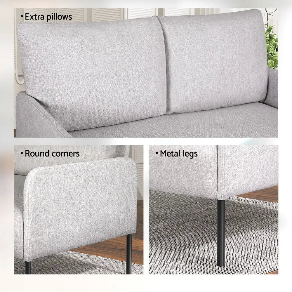 Armchair 2-seater Sofa Pillow Linen Grey