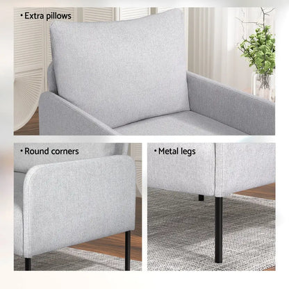 Armchair 4 Seater Sofa Set Pillow Gery Kane
