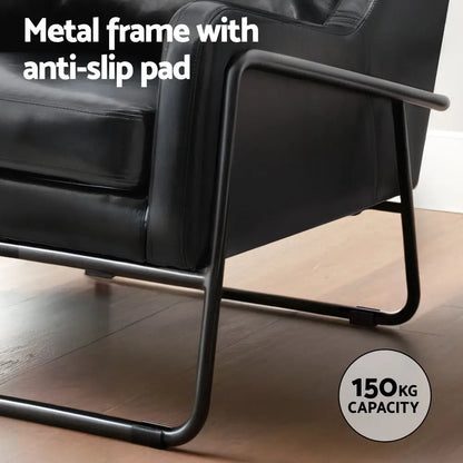 Armchair Accent Chair Pu Leather Wingback Black