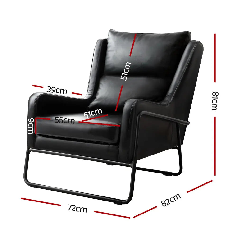 Armchair Accent Chair Pu Leather Wingback Black