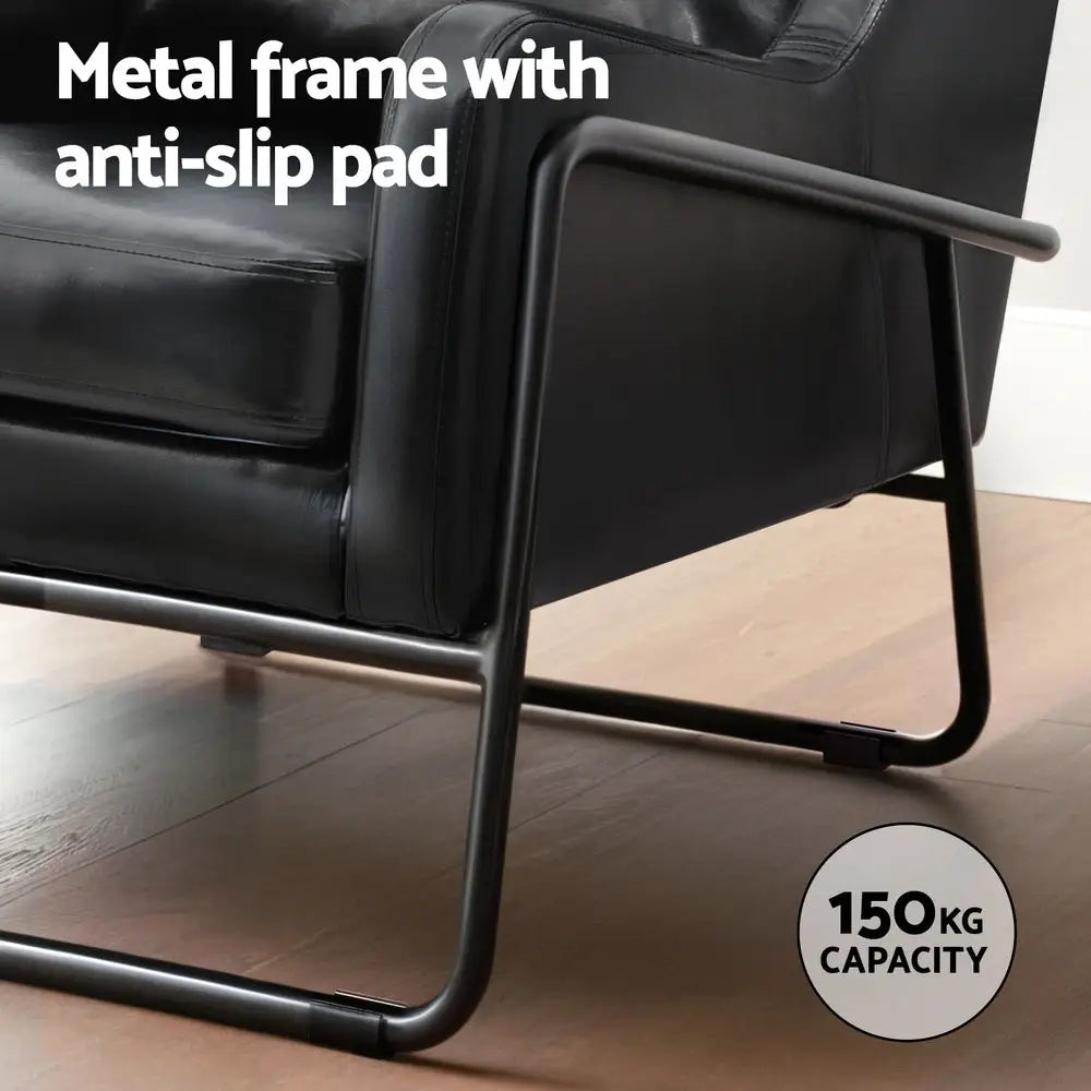 Armchair Accent Chair Pu Leather Wingback Black