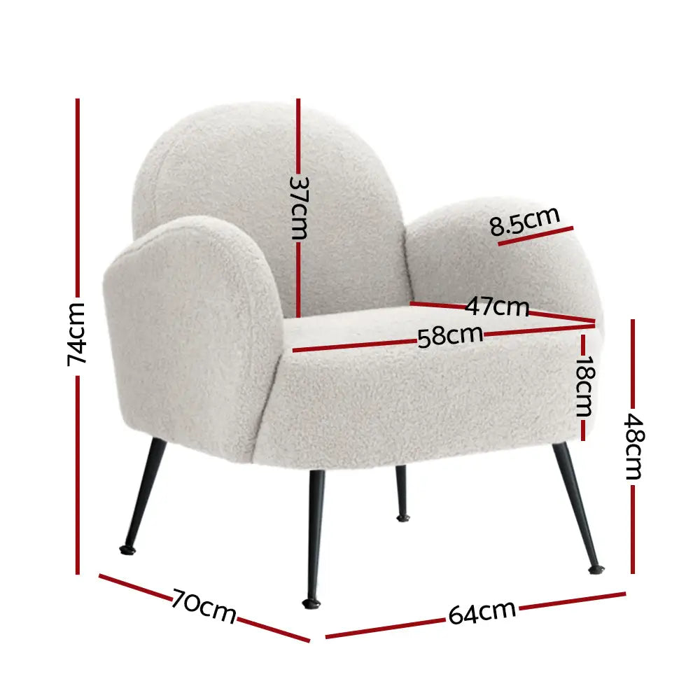 Armchair Boucle White Hanes