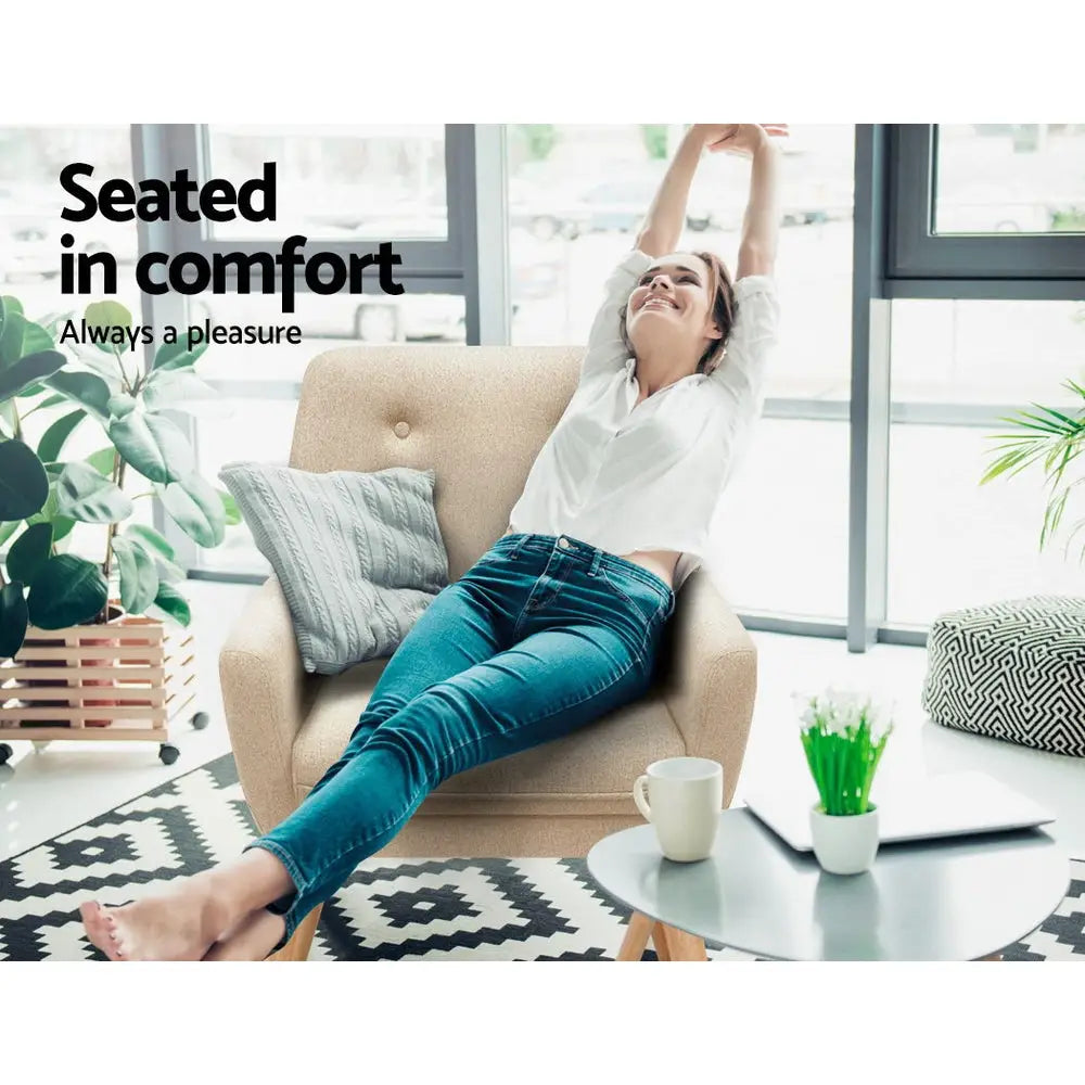 Armchair Linen Fabric Anne Beige