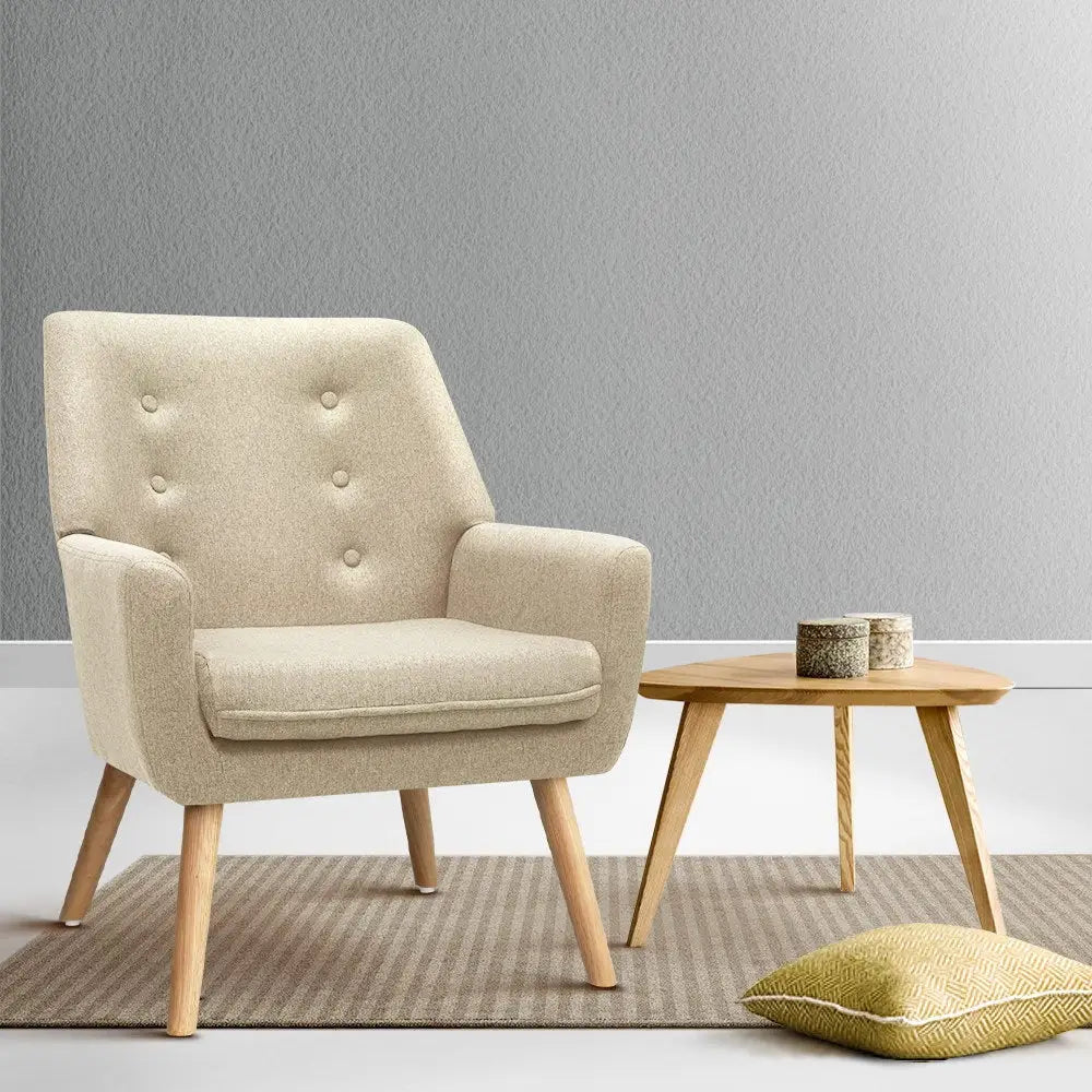Armchair Linen Fabric Anne Beige