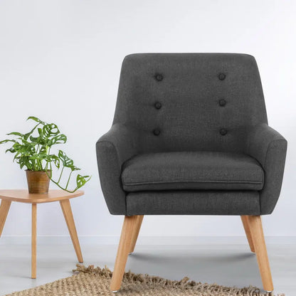 Armchair Linen Fabric Anne Charcoal