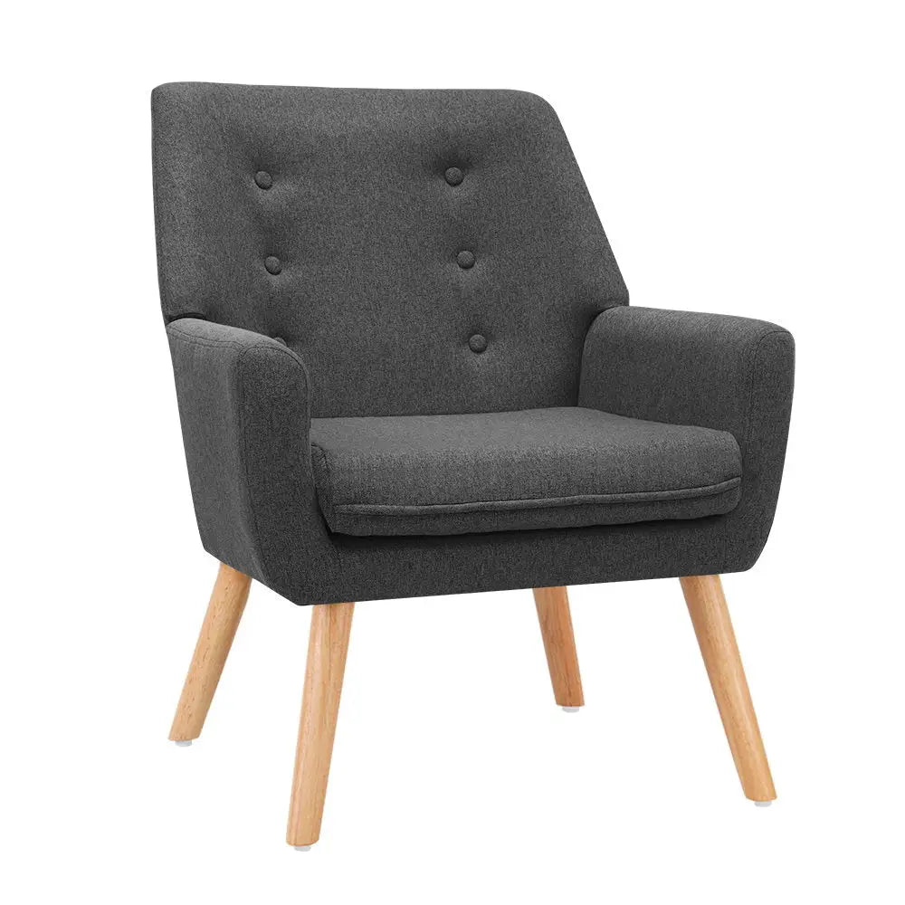 Armchair Linen Fabric Anne Charcoal