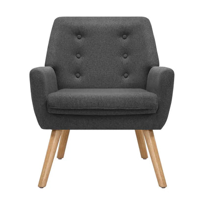 Armchair Linen Fabric Anne Charcoal