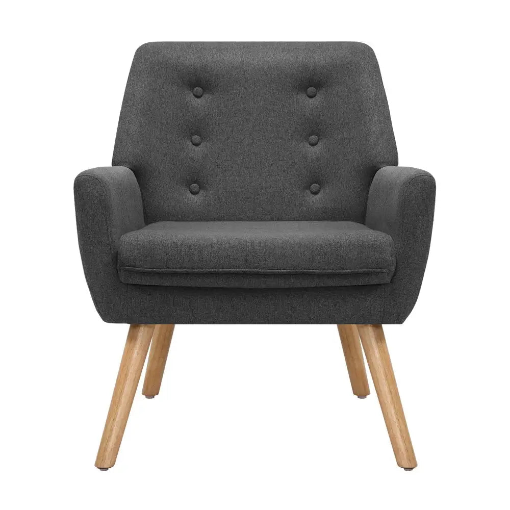 Armchair Linen Fabric Anne Charcoal