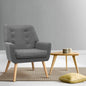 Armchair Linen Fabric Grey Charcoal