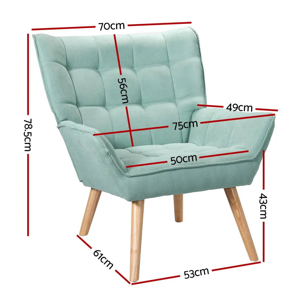 Armchair Lounge Chair Accent Chairs Sofa Linen Fabric Cushion Seat Blue