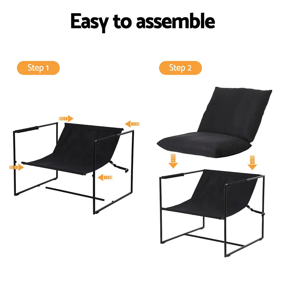 Armchair Lounge Chair Sling Black
