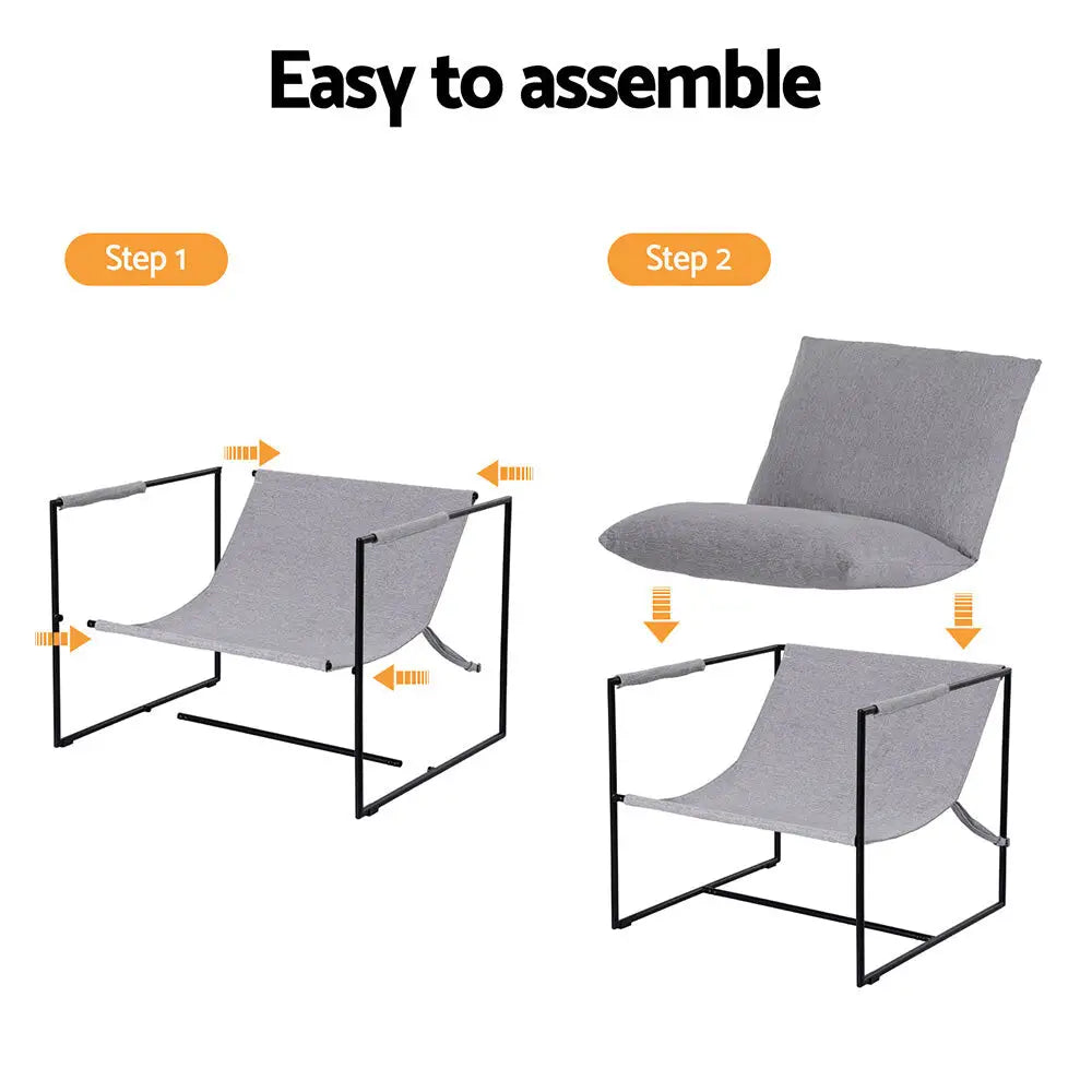 Armchair Lounge Chair Sling Grey
