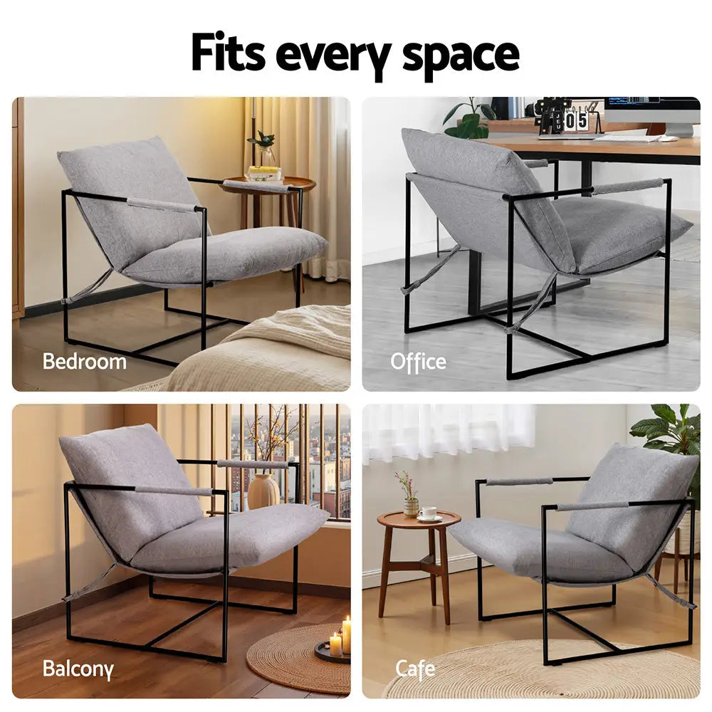 Armchair Lounge Chair Sling Grey