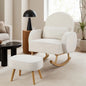 Armchair Rocking Chair Ottoman Lounge Footrest Round Nursing Boucle White