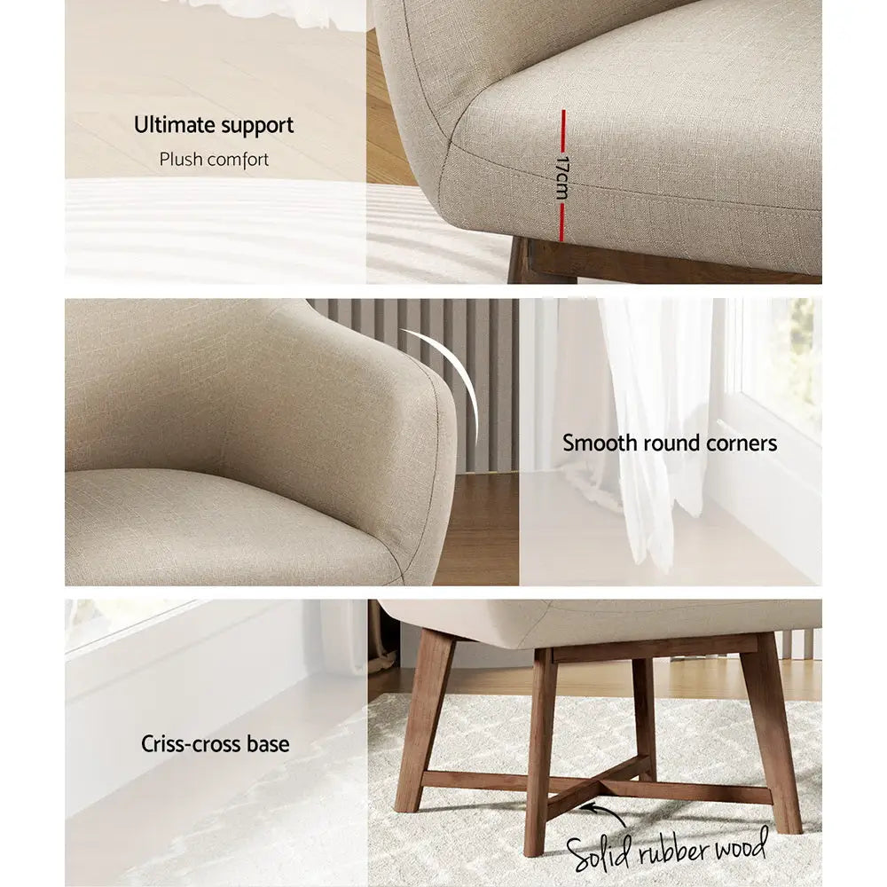 Armchair Tub Chair Beige Aston