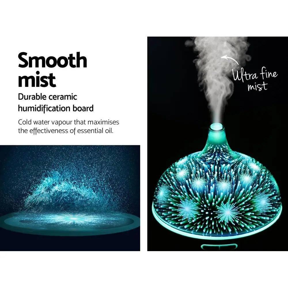 Aroma Diffuser Aromatherapy 3d Glass 400ml | Teal-colored Essential Oil Diffuser Sleek