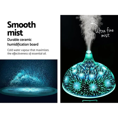 Aroma Diffuser Aromatherapy 3d Glass 400ml | Teal-colored Essential Oil Diffuser Sleek