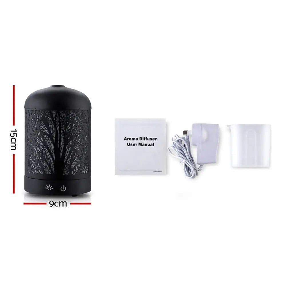 Aroma Diffuser Aromatherapy Black 160ml | Black Cylindrical Aroma Diffuser Tree