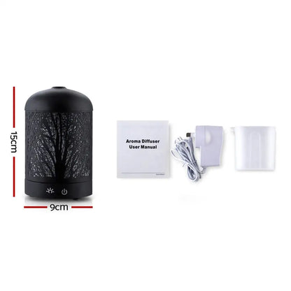Aroma Diffuser Aromatherapy Black 160ml | Black Cylindrical Aroma Diffuser Tree