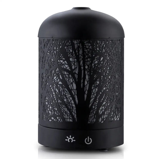 Aroma Diffuser Aromatherapy Black 160ml | Black Tree-patterned Diffuser Sleek Matte