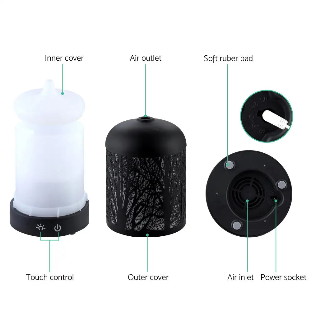 Aroma Diffuser Aromatherapy Black 160ml | Black Mesh-patterned Aromatherapy Diffuser Translucent