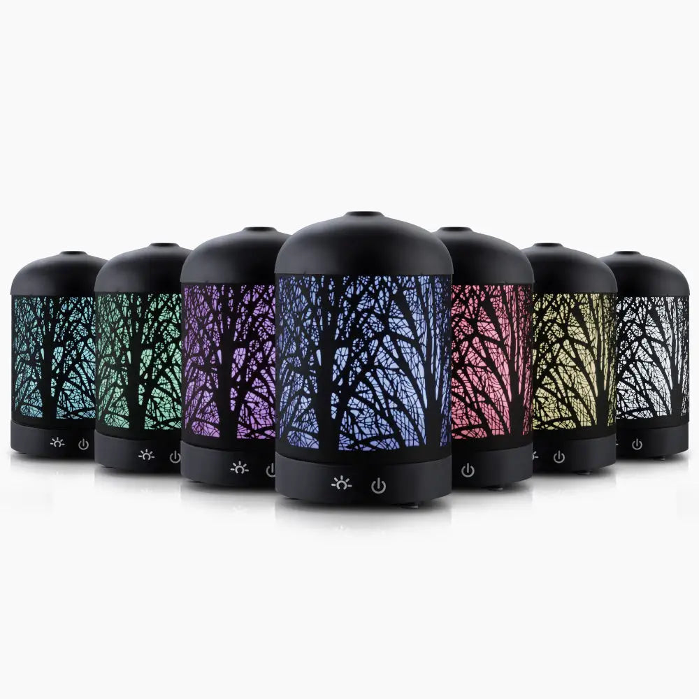 Aroma Diffuser Aromatherapy Black 160ml | Black Cylindrical Aromatherapy Diffuser Tree