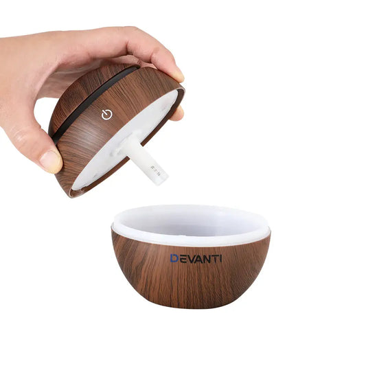 Aroma Diffuser Aromatherapy Dark Wood 130ml | Brown Wood-grain Textured Devanti Essential