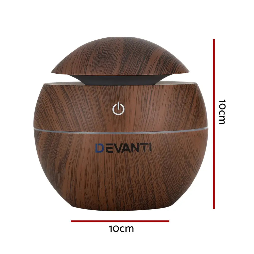Aroma Diffuser Aromatherapy Dark Wood 130ml | Brown Wood-grain Textured Devanti Essential