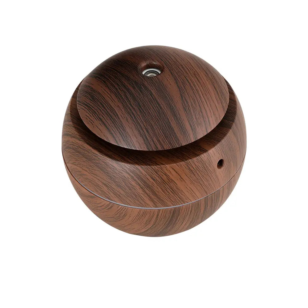 Aroma Diffuser Aromatherapy Dark Wood 130ml | Brown Wooden-textured Spherical Diffuser Lid