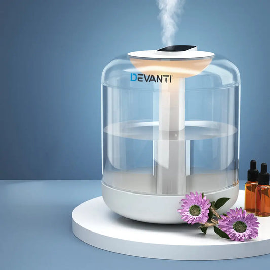 Aroma Diffuser Aromatherapy Humidifier 1l | Clear Glass Cylindrical Humidifier White