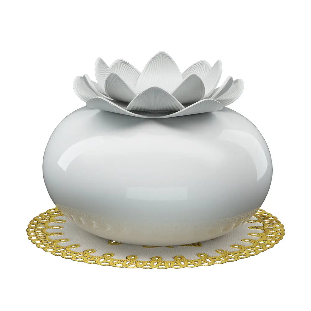 Aroma Diffuser Aromatherapy Lotus 200ml | White Ceramic Incense Burner Delicate