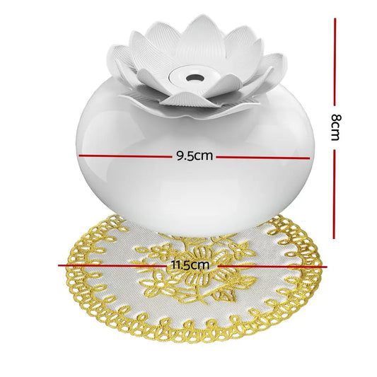 Aroma Diffuser Aromatherapy Lotus 200ml | White Ceramic Incense Burner Delicate