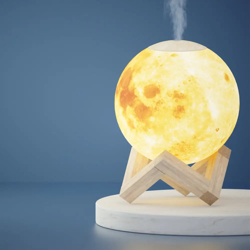 Aroma Diffuser Aromatherapy Moon Lamp 880ml | Detailed Moon-shaped Humidifier Warm Yellow