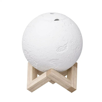 Aroma Diffuser Aromatherapy Moon Lamp 880ml | White Textured Moon-shaped Lamp Wooden