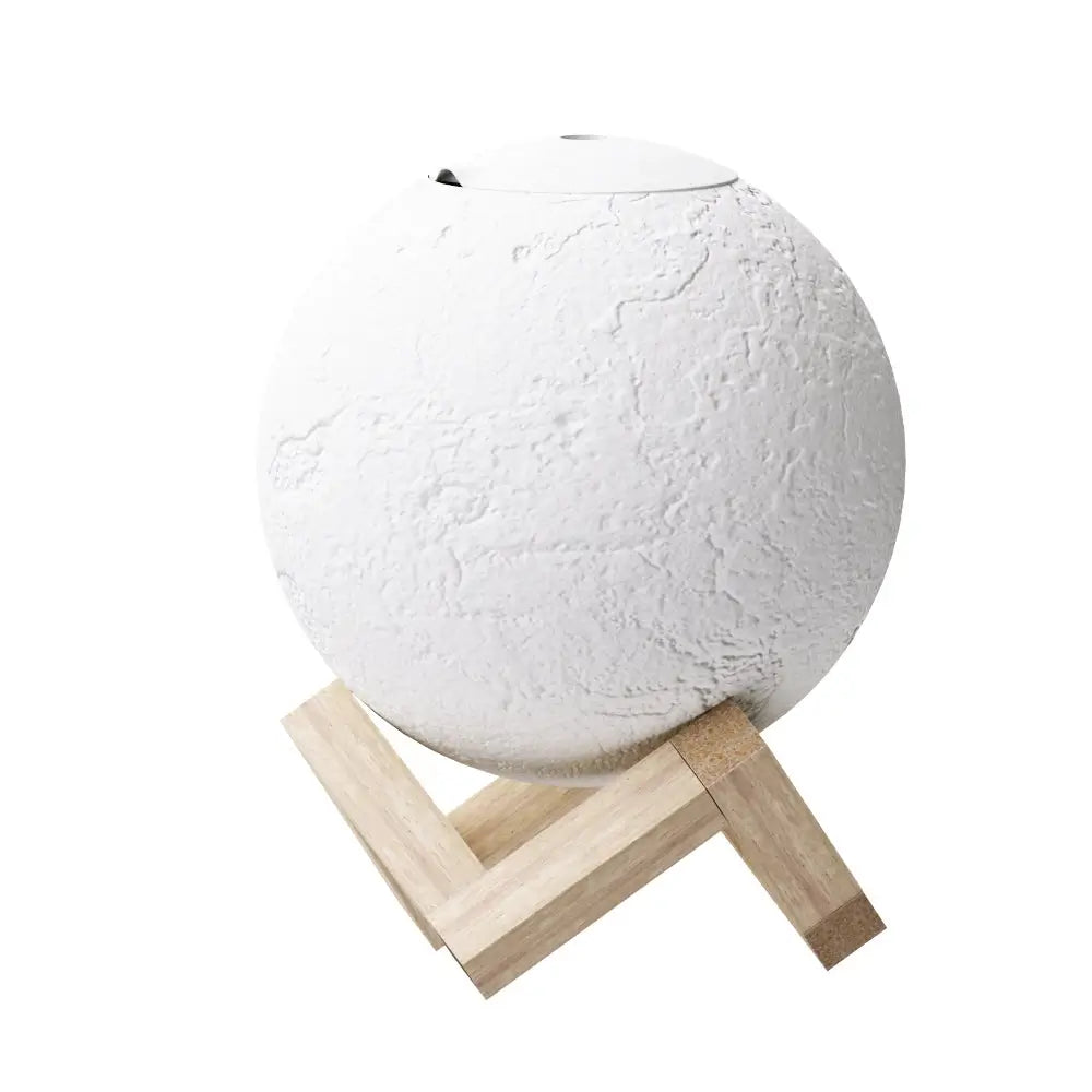 Aroma Diffuser Aromatherapy Moon Lamp 880ml | White Textured Moon-shaped Lamp Wooden