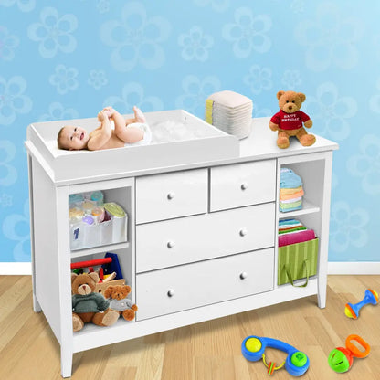Baby Changing Table Diaper Station Drawers Chest Cabinet Nursery Furniture