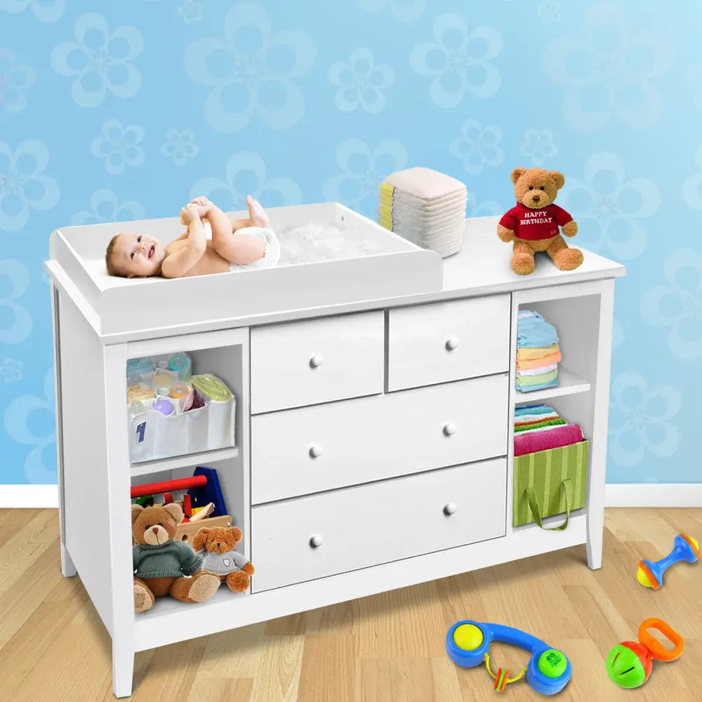 Baby Changing Table Diaper Station Drawers Chest Cabinet Nursery Furniture