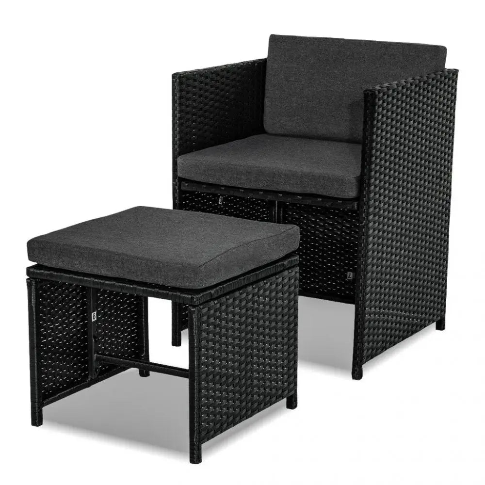 Bali 11 Piece Outdoor Dining Set-black