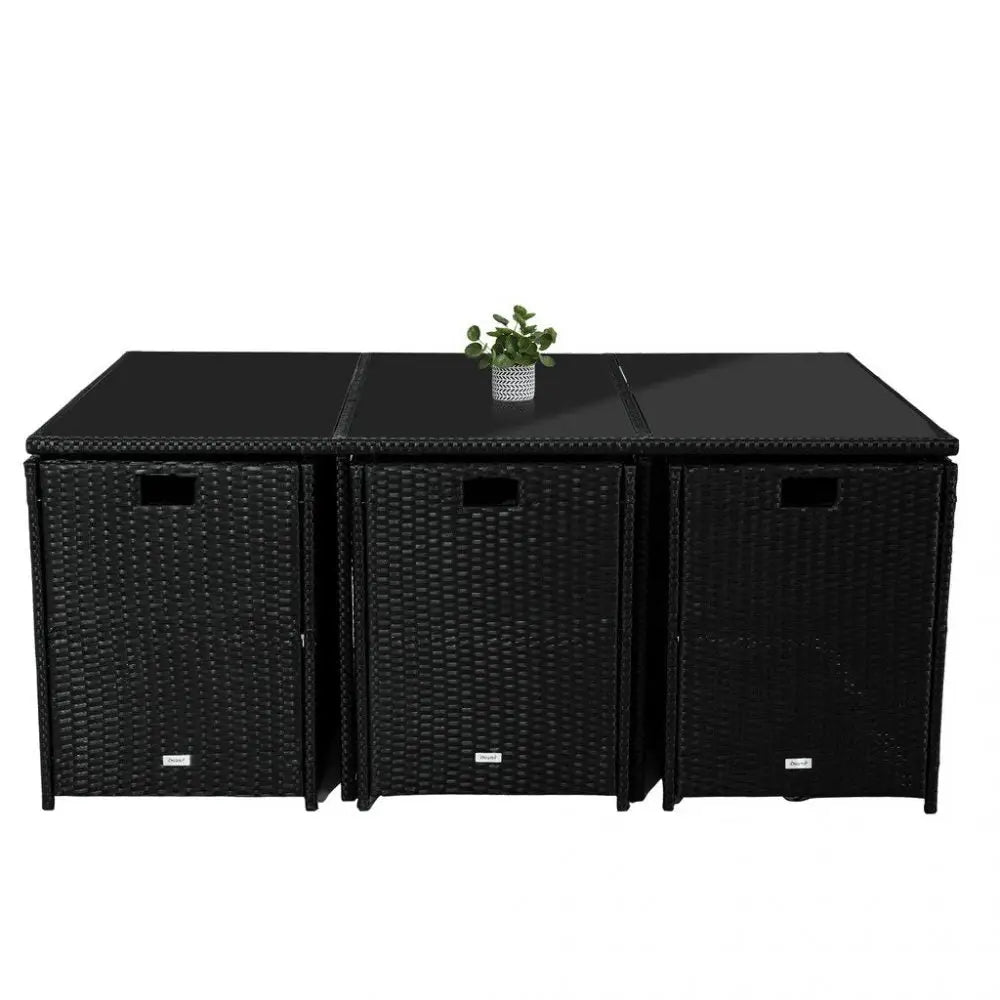 Bali 11 Piece Outdoor Dining Set-black