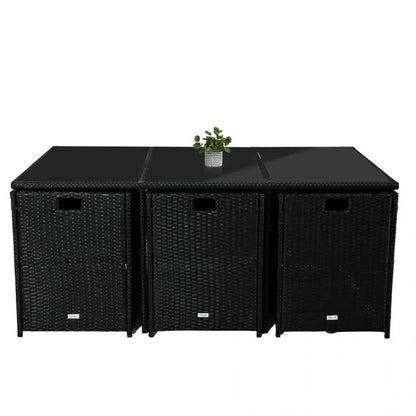 Bali 11 Piece Outdoor Dining Set-black